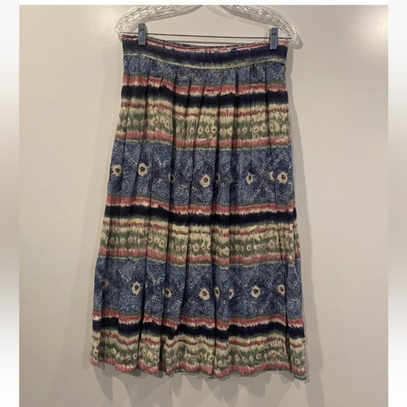 Vintage Lee David Collection Boho Print  Pull On Pleated Skirt Womens Large (188 - Picture 1 of 5